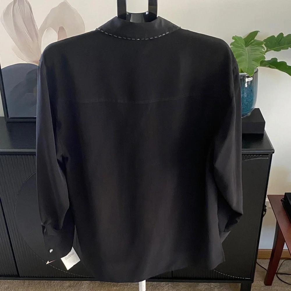 Vintage Black Shirt with Beaded Stitching - Picture 10 of 11